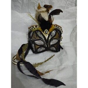 HANDMADE BY ME Masquerade Halloween Mask w/ Mackenzie-Childs Courtly Ribbon